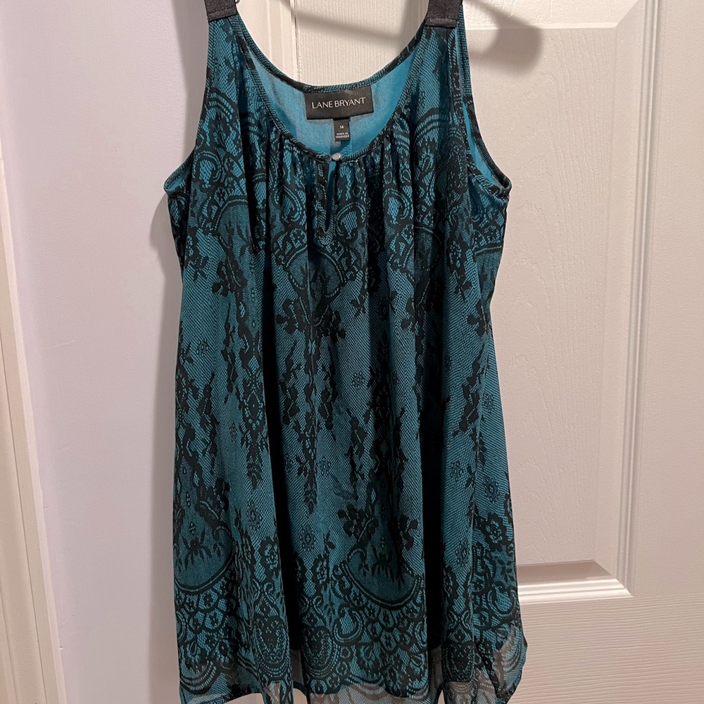 Pretty Lane Bryant Lace Tank- Dark Teal and Black- Size 14